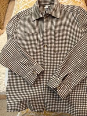 Reiss Checked Shirt Jacket in Brown & Cream